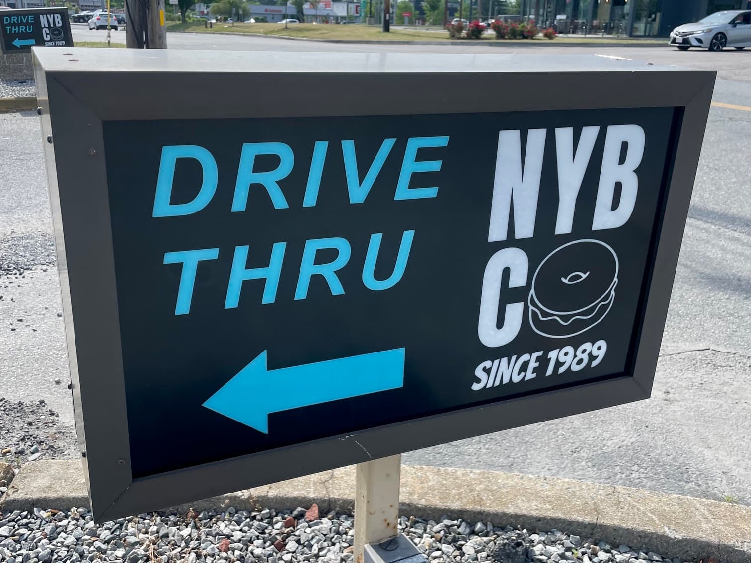 New York Bagel drive thru sign
